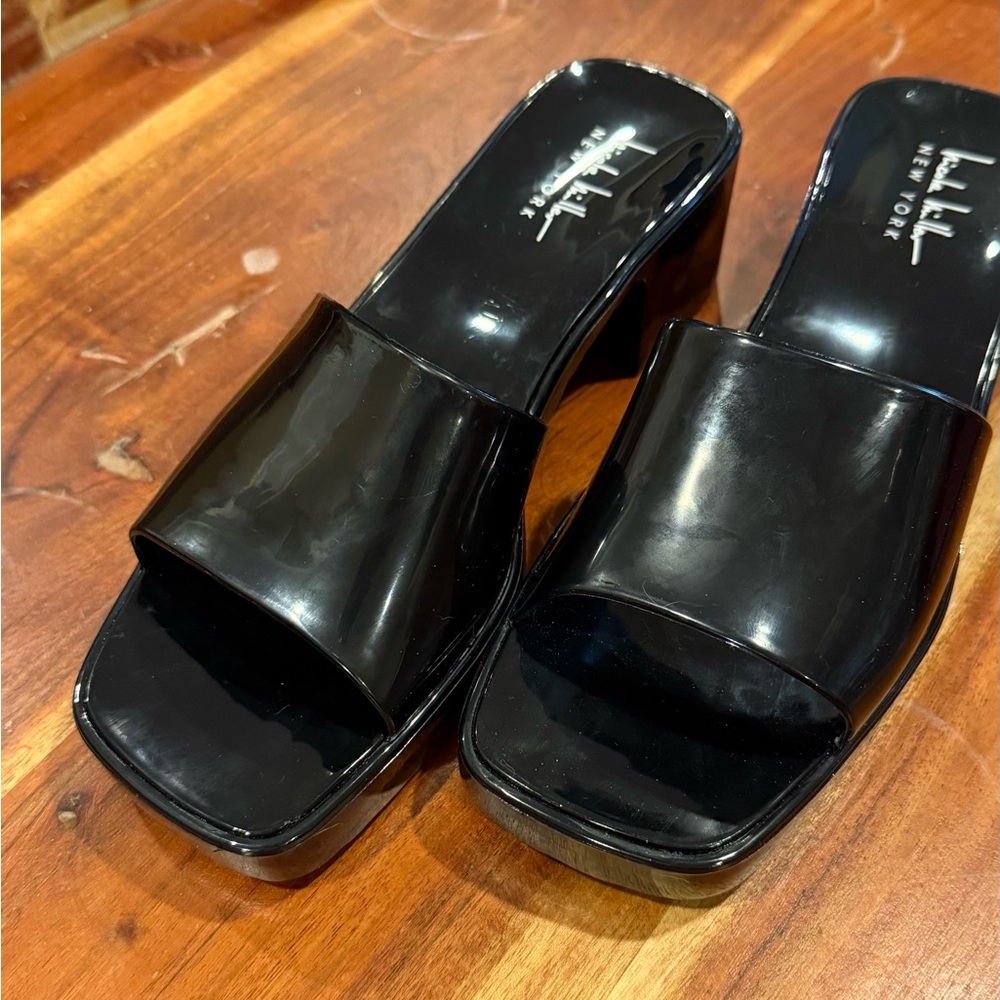 Elegant Black Patent Mules by Nicole Miller